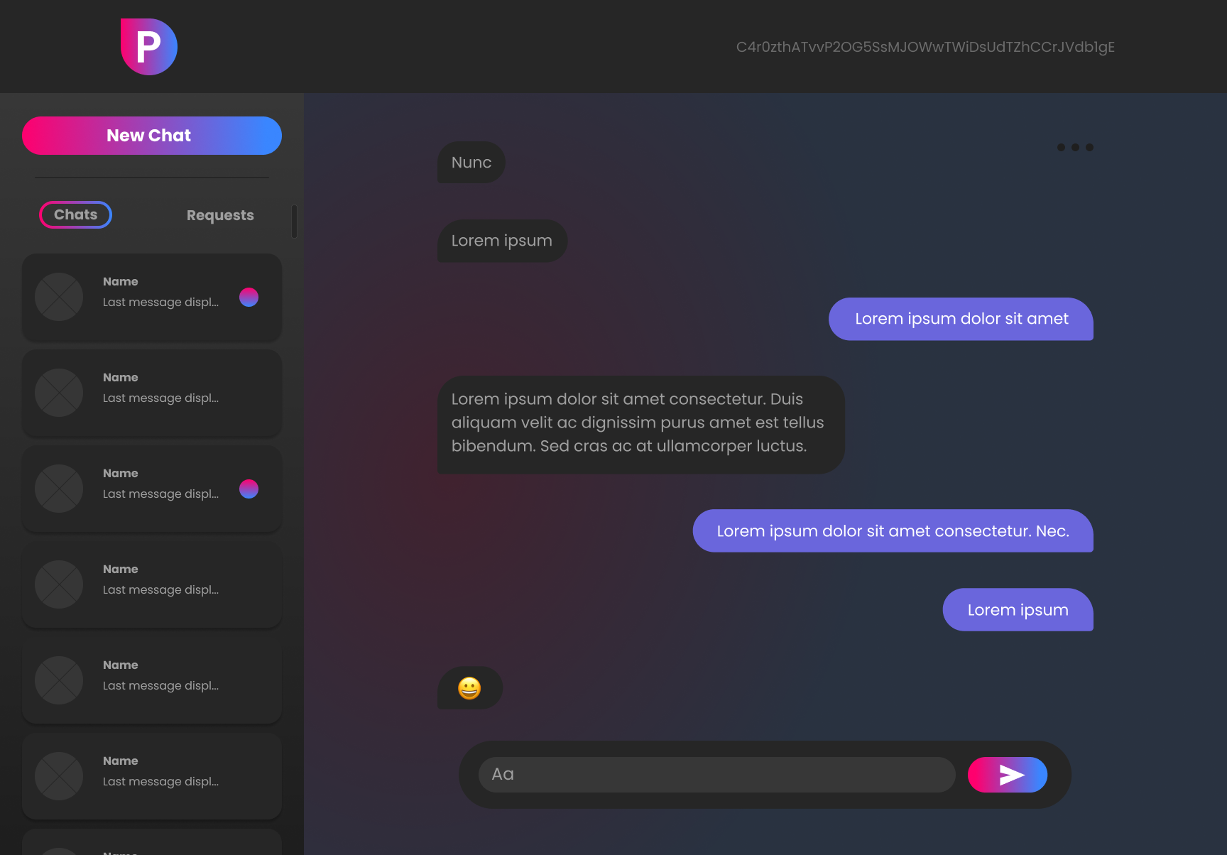 Picture of Prism Chat UI Design.